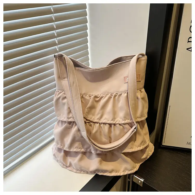 2025 Spring Ruffled Shoulder Tote Bag Women Large Capacity Oxford Cloth — feature 14