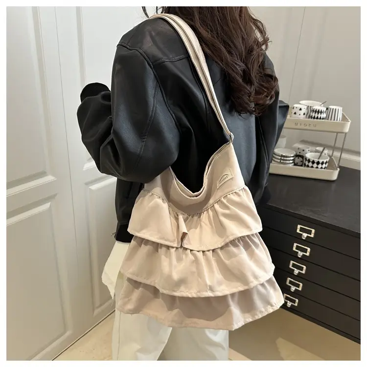 2025 Spring Ruffled Shoulder Tote Bag Women Large Capacity Oxford Cloth — feature 16