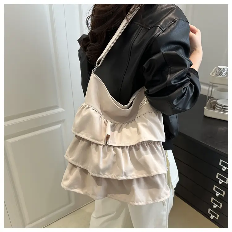 2025 Spring Ruffled Shoulder Tote Bag Women Large Capacity Oxford Cloth — feature 17