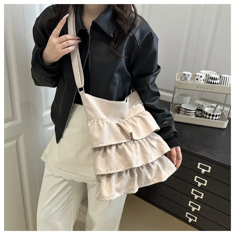 2025 Spring Ruffled Shoulder Tote Bag Women Large Capacity Oxford Cloth — feature 18