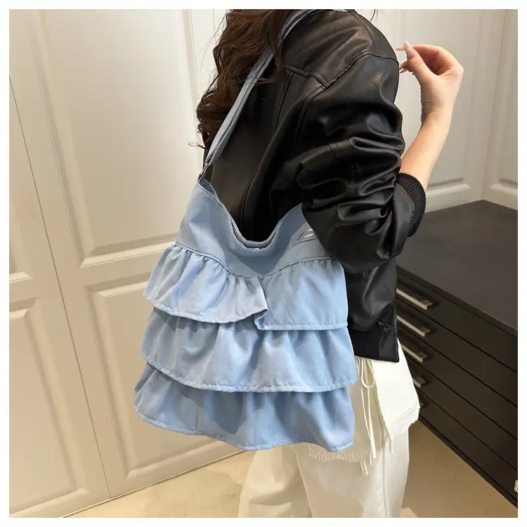 2025 Spring Ruffled Shoulder Tote Bag Women Large Capacity Oxford Cloth — feature 19