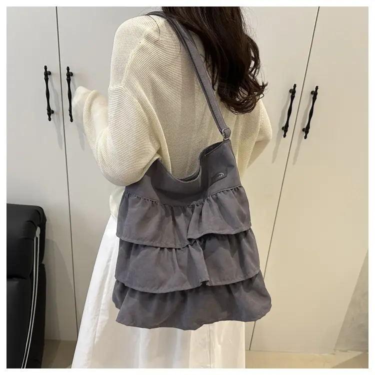 2025 Spring Ruffled Shoulder Tote Bag Women Large Capacity Oxford Cloth — feature 24