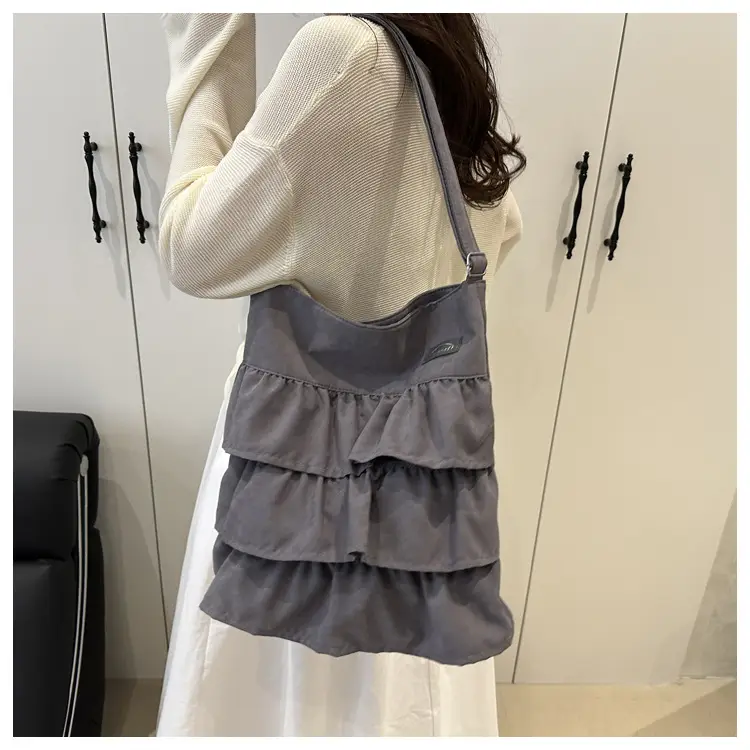 2025 Spring Ruffled Shoulder Tote Bag Women Large Capacity Oxford Cloth — feature 25