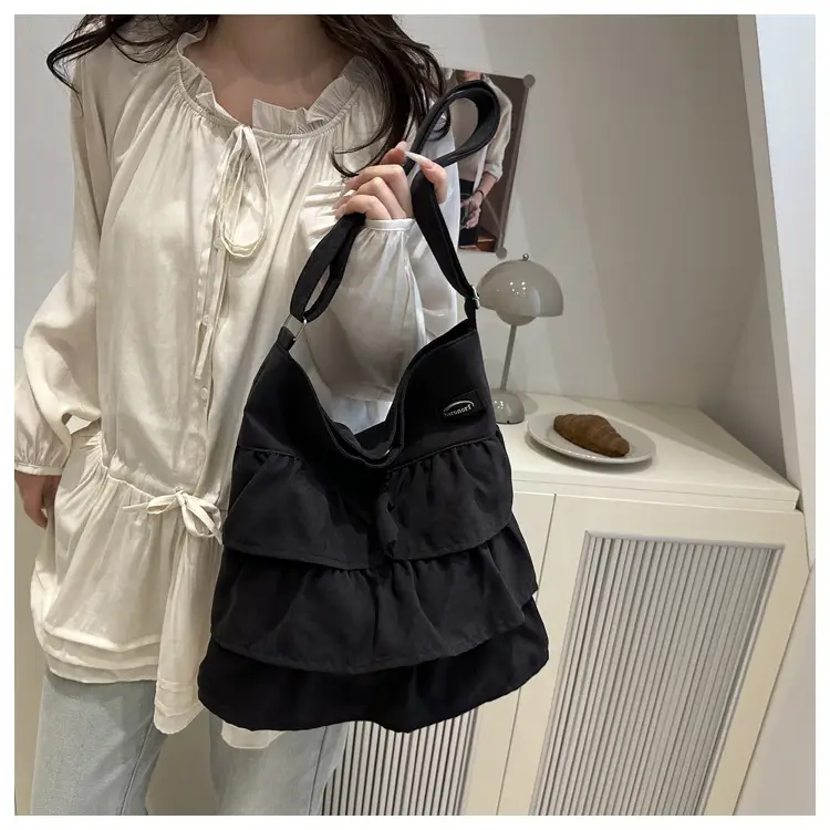 2025 Spring Ruffled Shoulder Tote Bag Women Large Capacity Oxford Cloth — feature 27