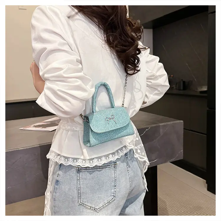 Pink Bow Crossbody Bag for Women Elegant Small Square Design — feature 23