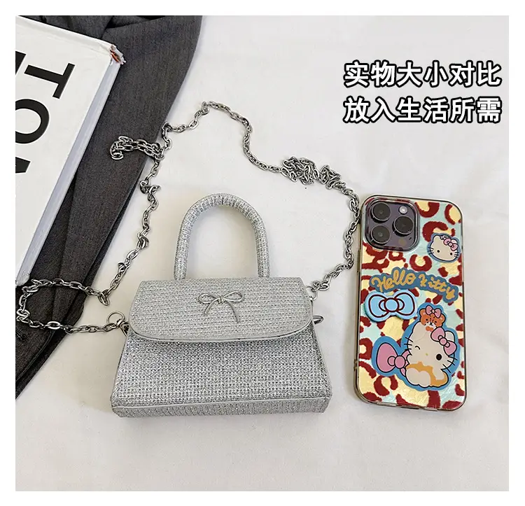 Pink Bow Crossbody Bag for Women Elegant Small Square Design — feature 9
