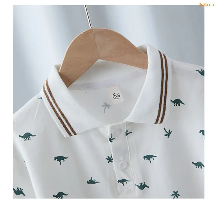 Boys' White Bird Print Polo Shirt Set Summer Kids — feature 5