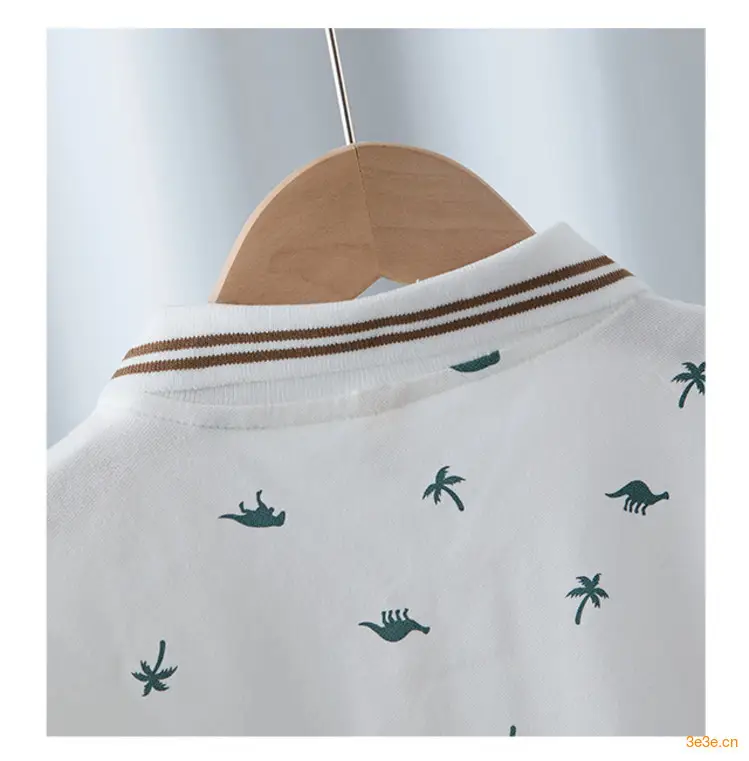 Boys' White Bird Print Polo Shirt Set Summer Kids — feature 7