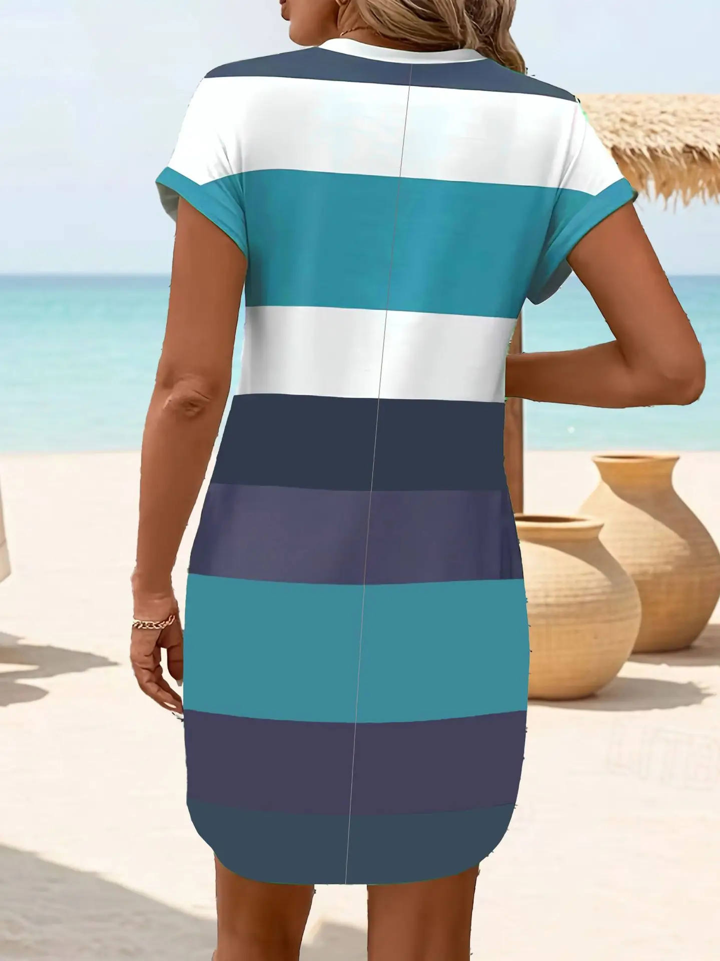 2025 Cross-border Summer Stripe Dress Plus Size Women — feature 8