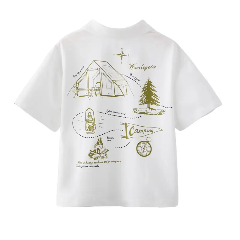 Boys Cotton Cartoon T-Shirt White Green 2025