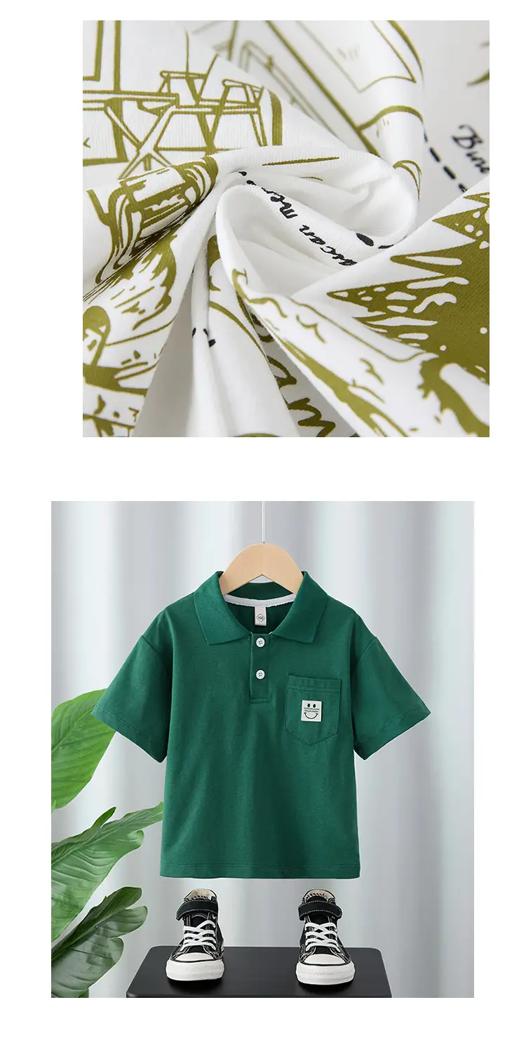 Boys Cotton Cartoon T-Shirt White Green 2025 — feature 10