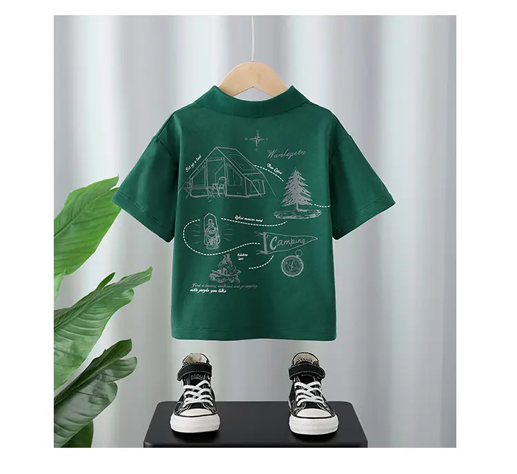 Boys Cotton Cartoon T-Shirt White Green 2025 — feature 11