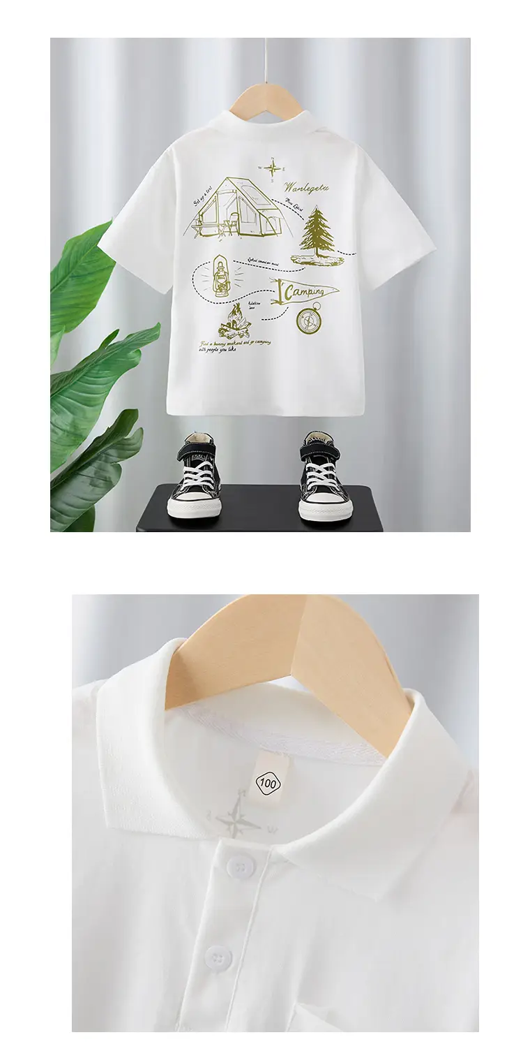 Boys Cotton Cartoon T-Shirt White Green 2025 — feature 6