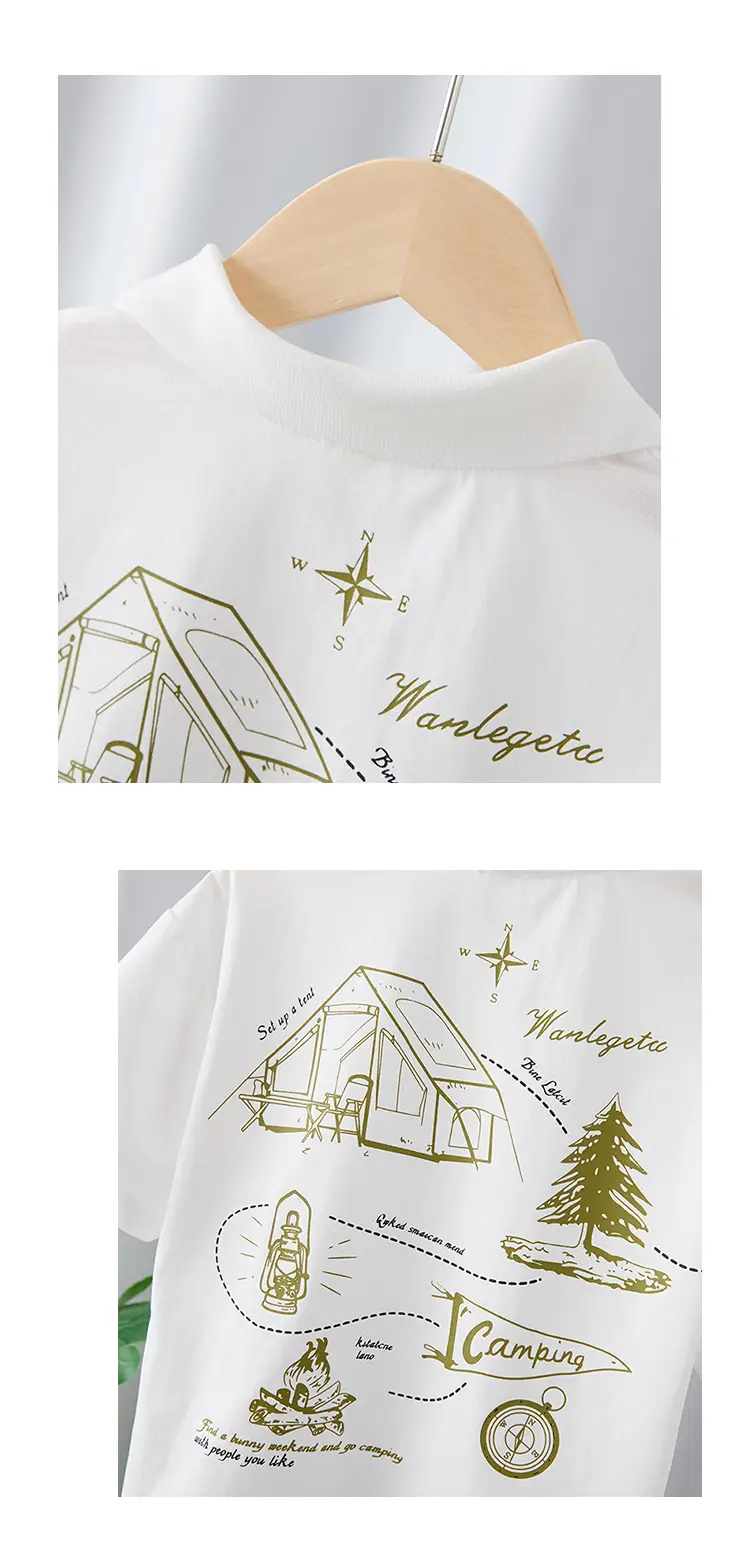 Boys Cotton Cartoon T-Shirt White Green 2025 — feature 9