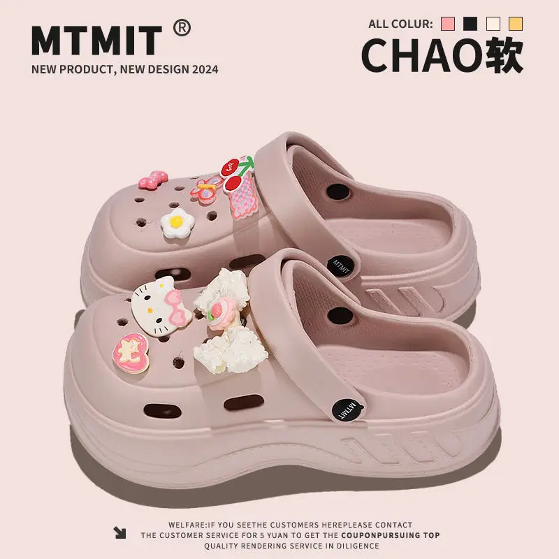 Women Kitty Bow Sandals Summer Hole Shoes