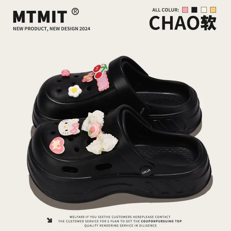 Women Kitty Bow Sandals Summer Hole Shoes