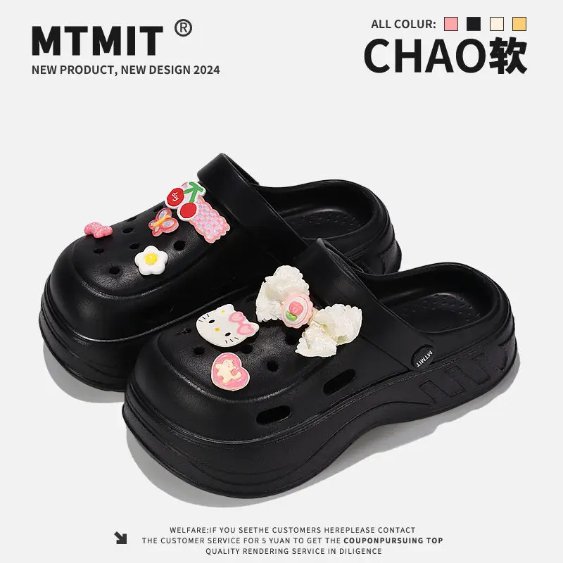 Women Kitty Bow Sandals Summer Hole Shoes