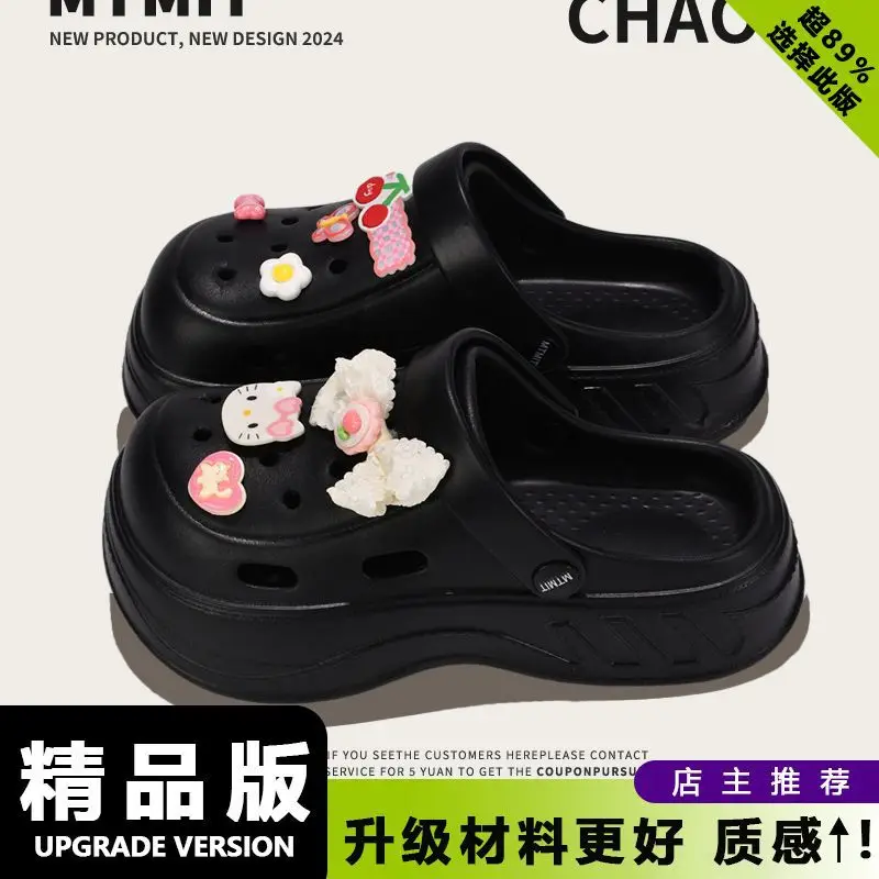 Women Kitty Bow Sandals Summer Hole Shoes
