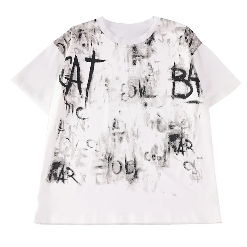 Chubby Boys Cotton T-Shirt White Graphic Summer Large - Image 5