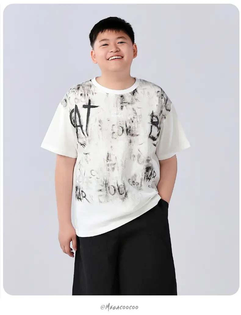 Chubby Boys Cotton T-Shirt White Graphic Summer Large — feature 10