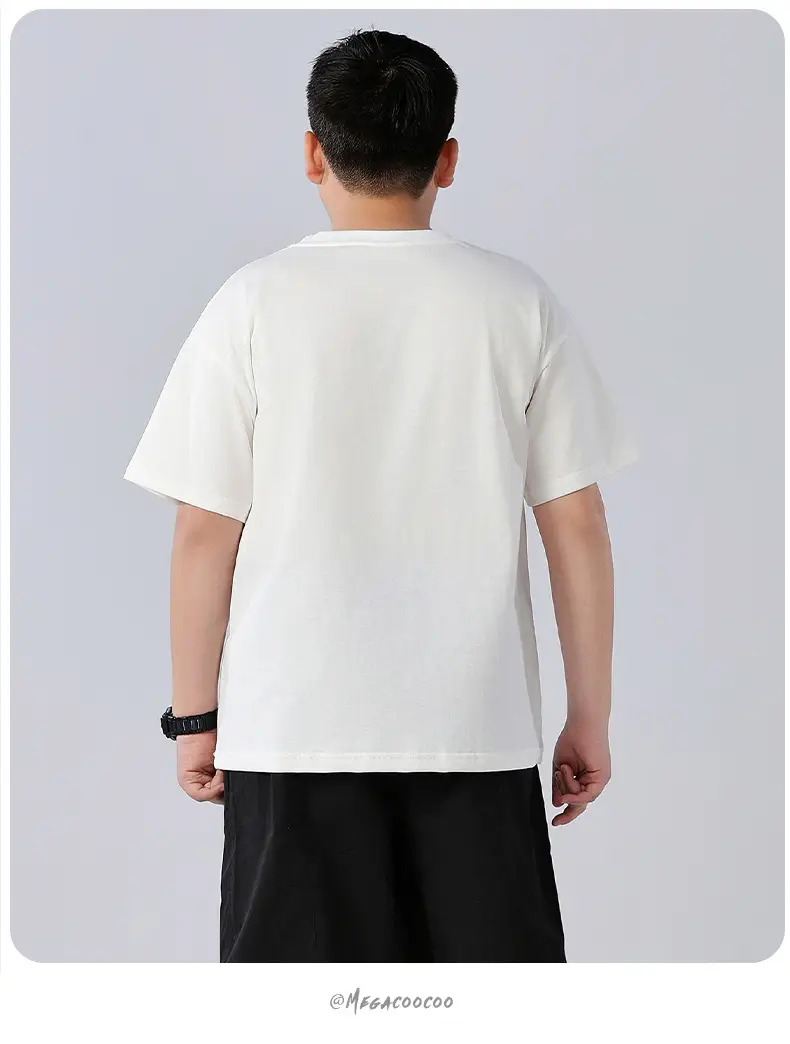 Chubby Boys Cotton T-Shirt White Graphic Summer Large — feature 17