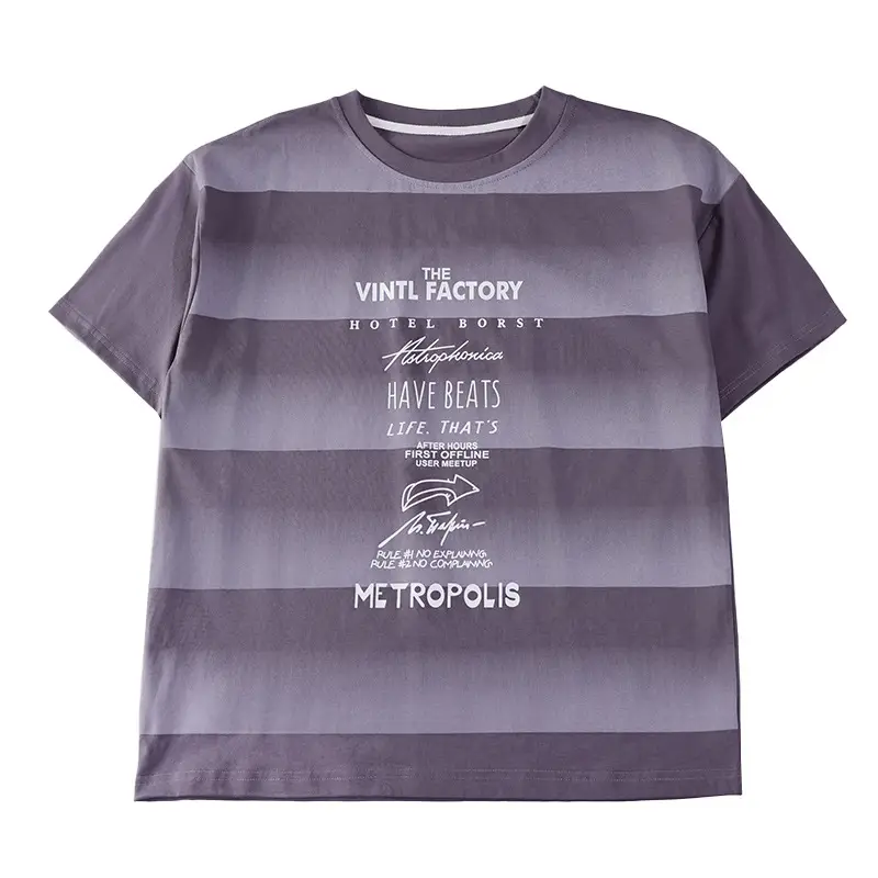 Fat Children T-Shirt Gray Striped Plus Size - Image 6