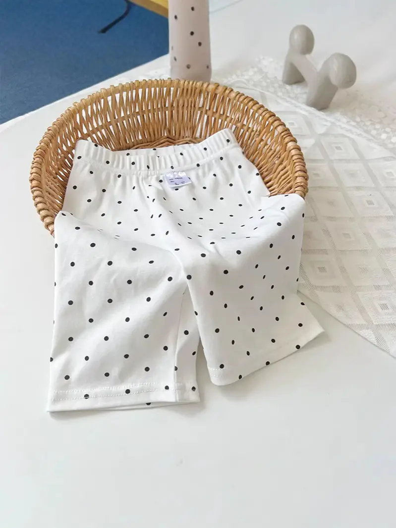 New Summer Thin Girls Polo Dot Shorts White - Image 11