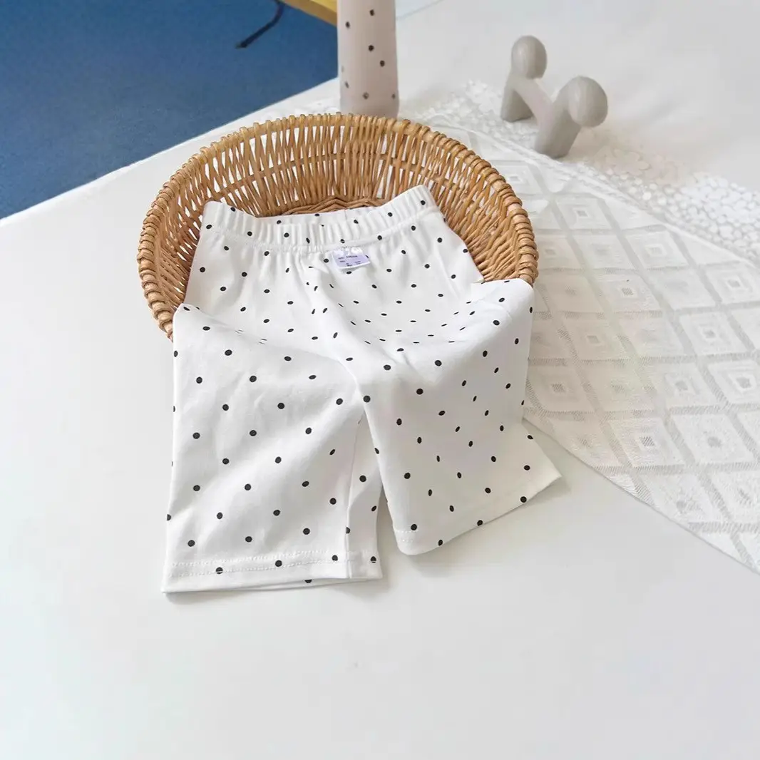 New Summer Thin Girls Polo Dot Shorts White - Image 4