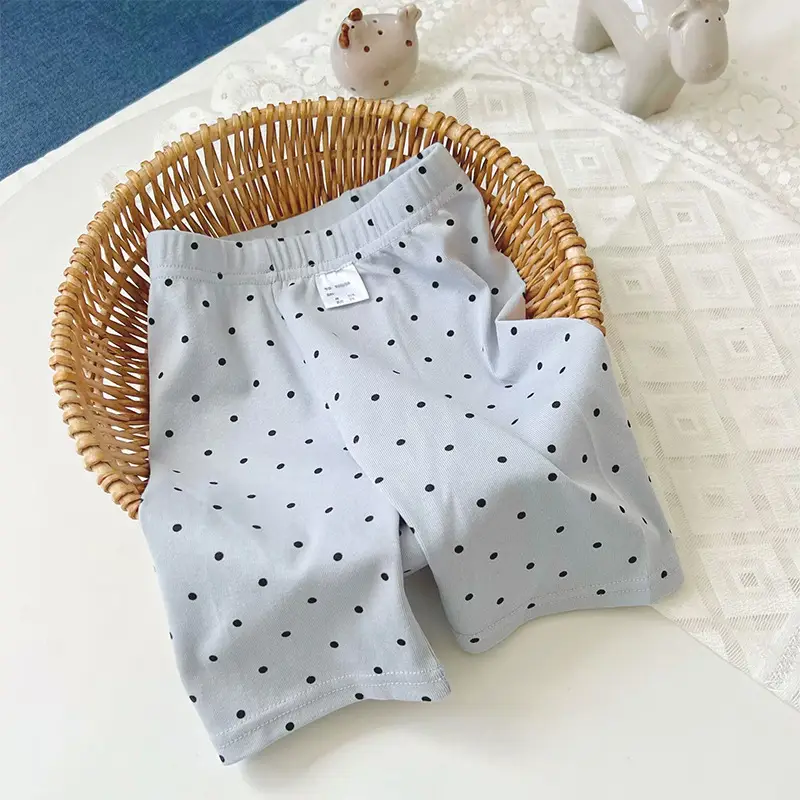 New Summer Thin Girls Polo Dot Shorts White - Image 7