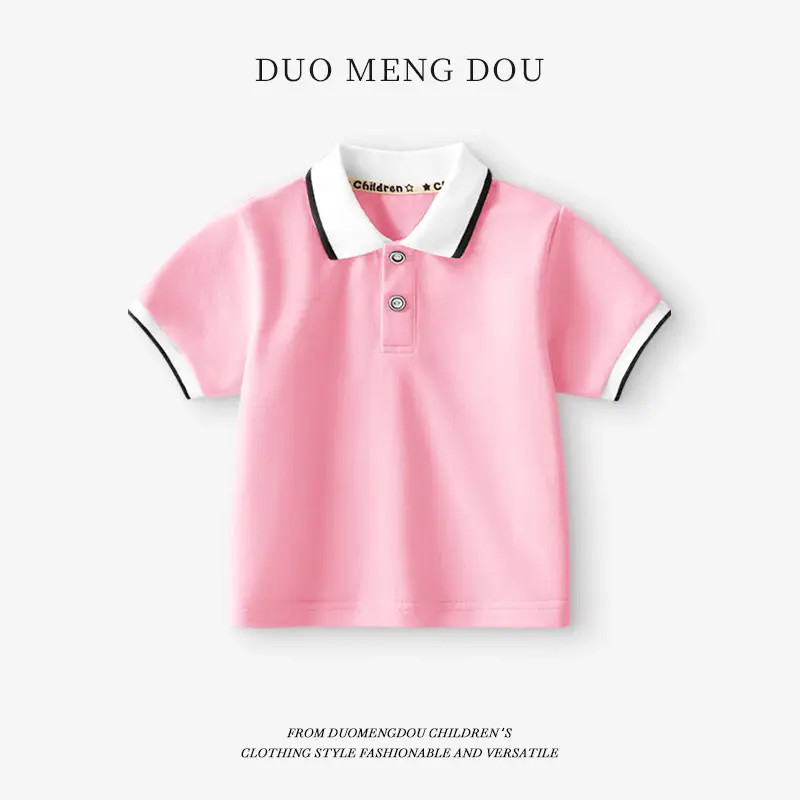 Boys Polo Shirt Black White Trim 34 Threads - Image 2