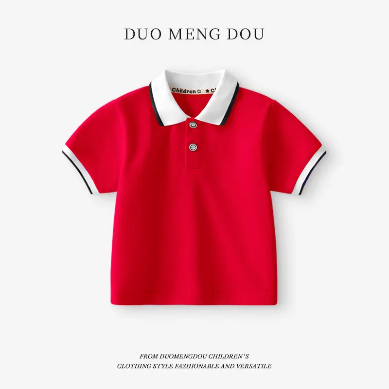 Boys Polo Shirt Black White Trim 34 Threads - Image 4