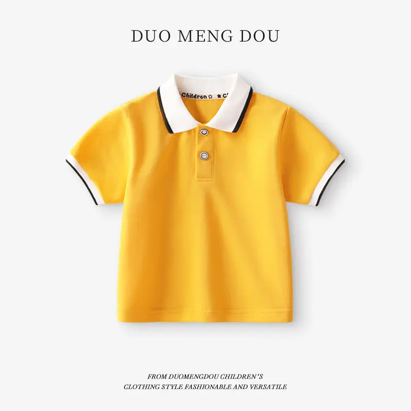 Boys Polo Shirt Black White Trim 34 Threads - Image 5