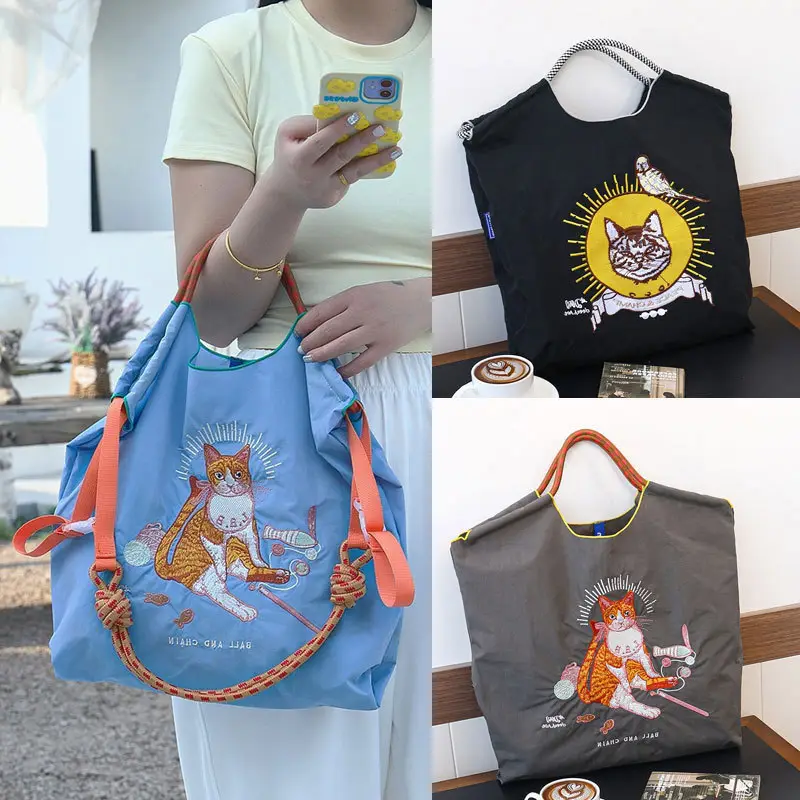 2025 Cartoon Embroidered Canvas Tote Bag Large Capacity Women's Fashion - Image 23