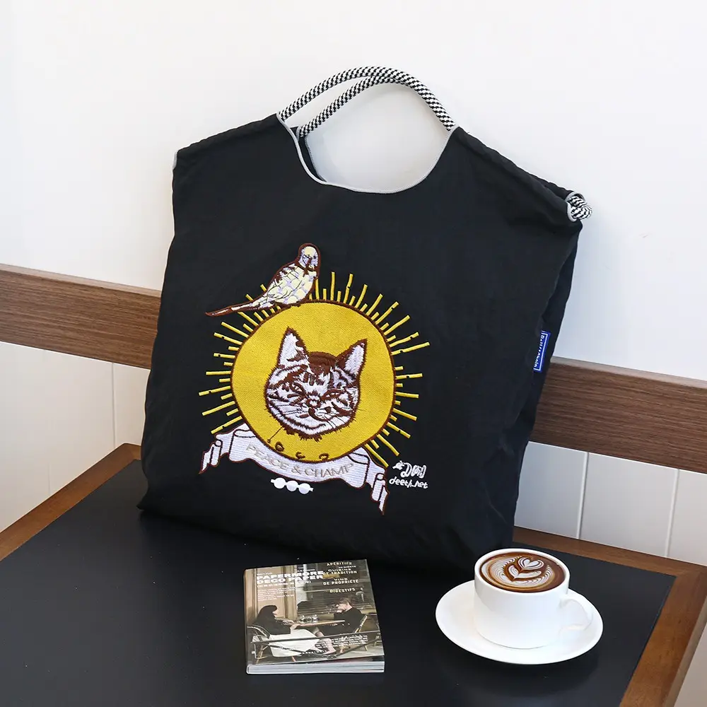 2025 Cartoon Embroidered Canvas Tote Bag Large Capacity Women's Fashion - Image 4