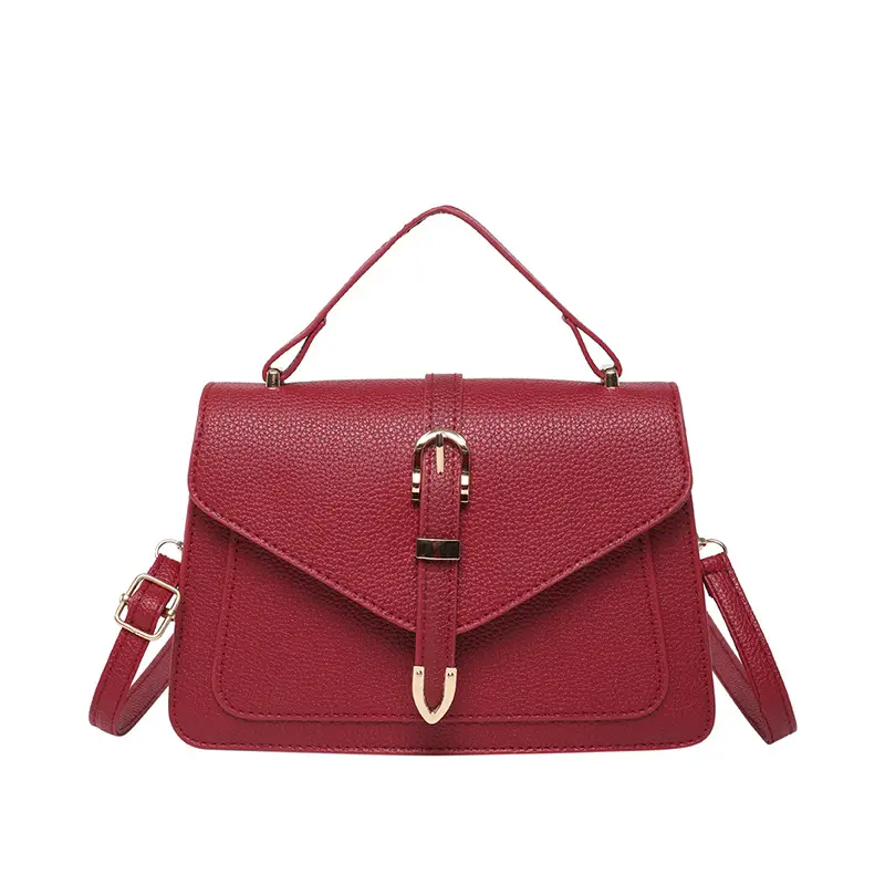 Red Leather One-Shoulder Crossbody Bag for Women - Image 9
