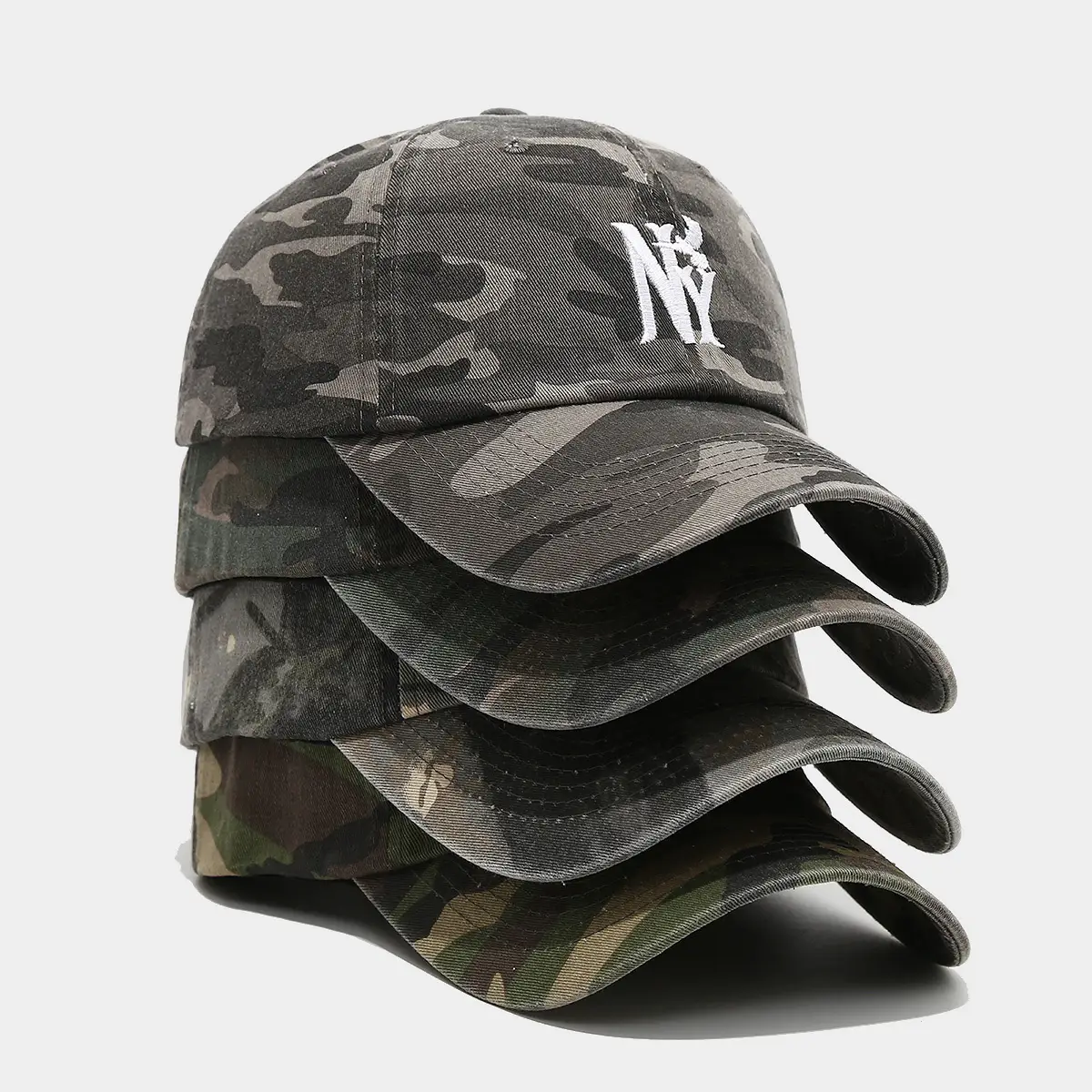 European American Camo Baseball Caps with NY Logo