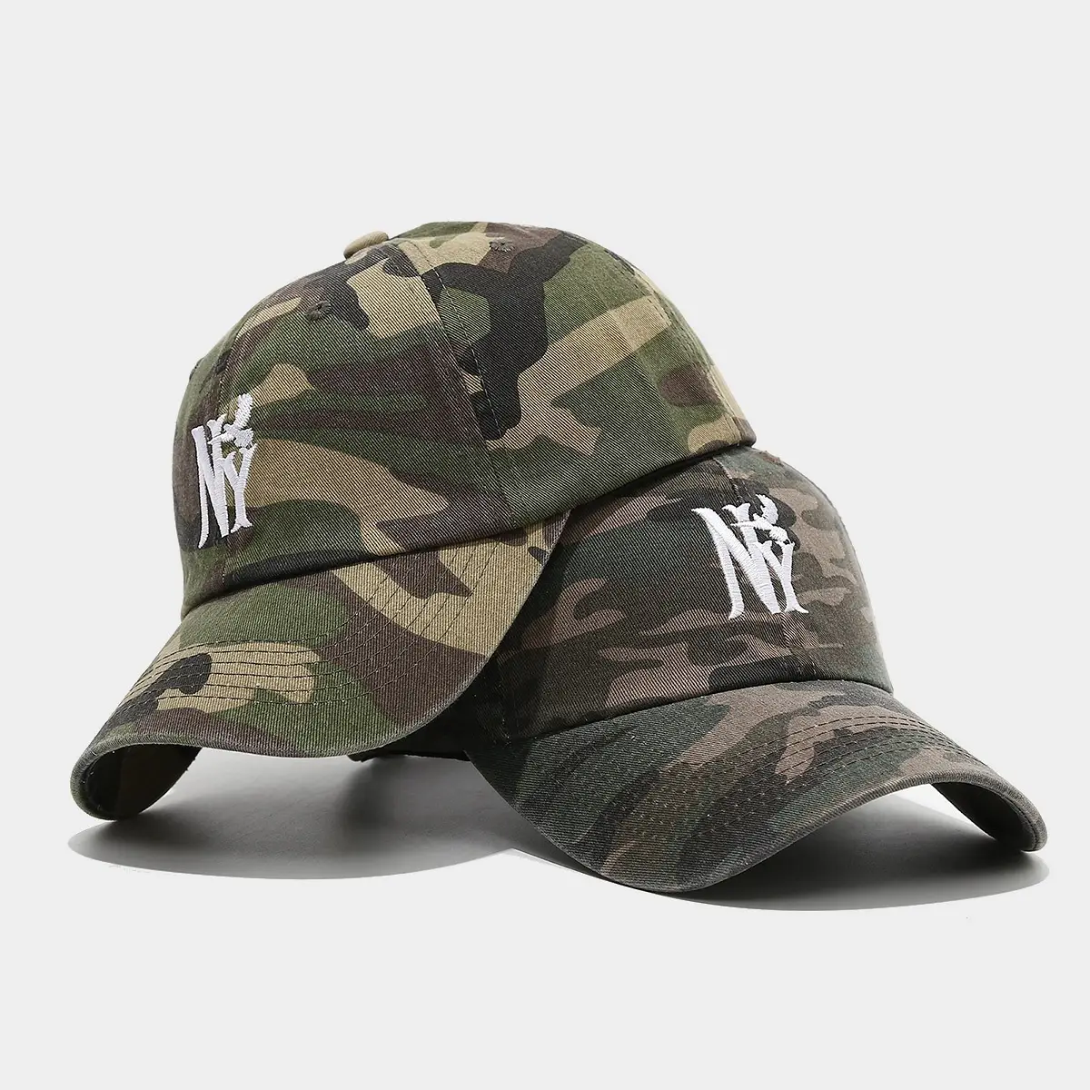 European American Camo Baseball Caps with NY Logo