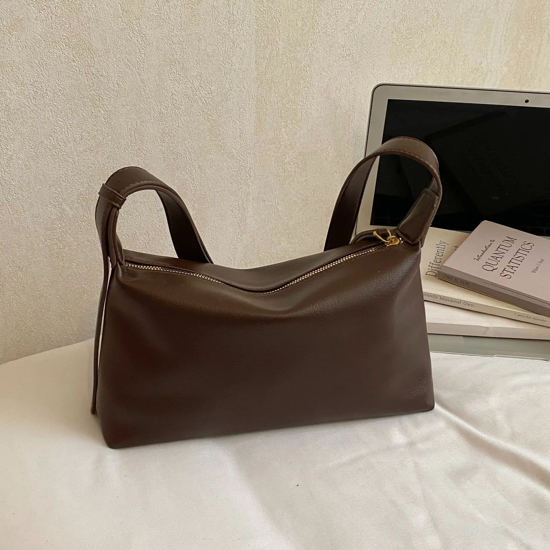 Women's Brown Crossbody Bag with Gold Ring Detail - Image 4