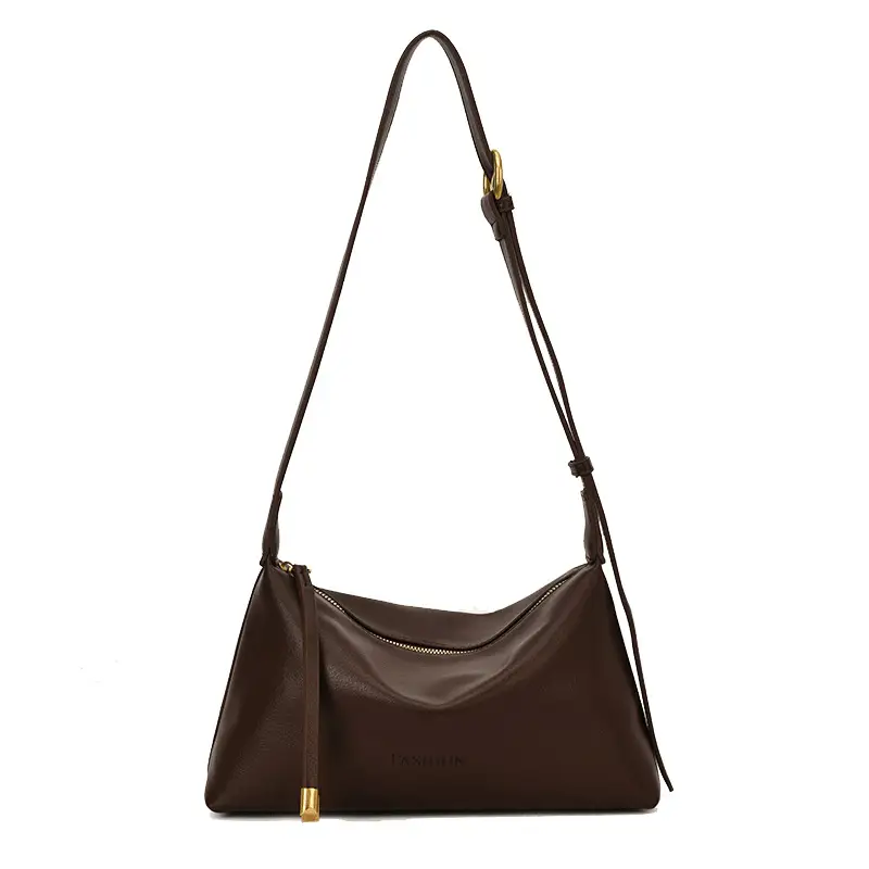 Women's Brown Crossbody Bag with Gold Ring Detail - Image 7