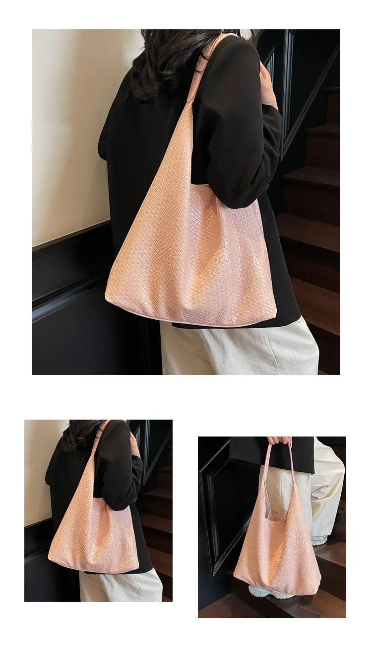 Women's Korean Style Woven Tote Bag Cream Large Capacity — feature 13