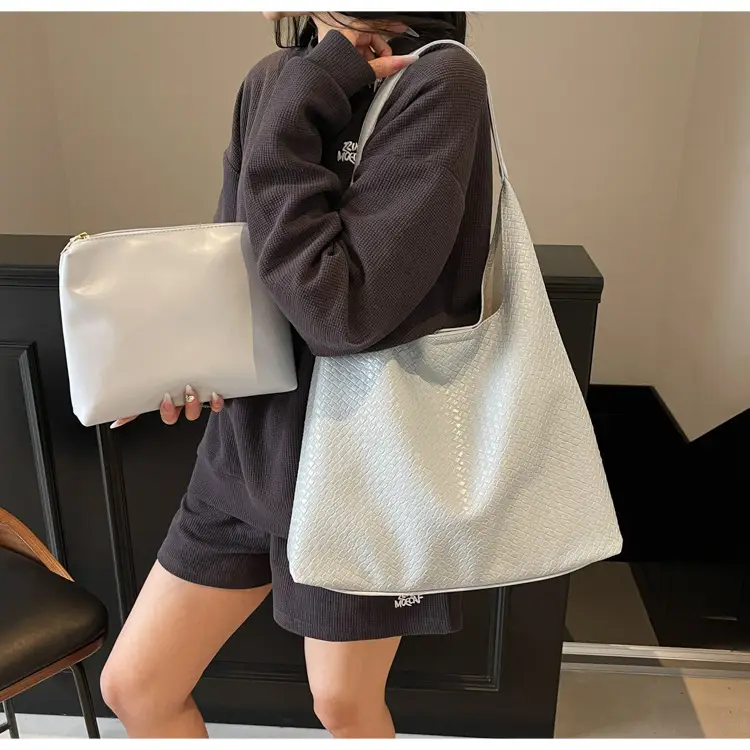 Women's Korean Style Woven Tote Bag Cream Large Capacity — feature 19