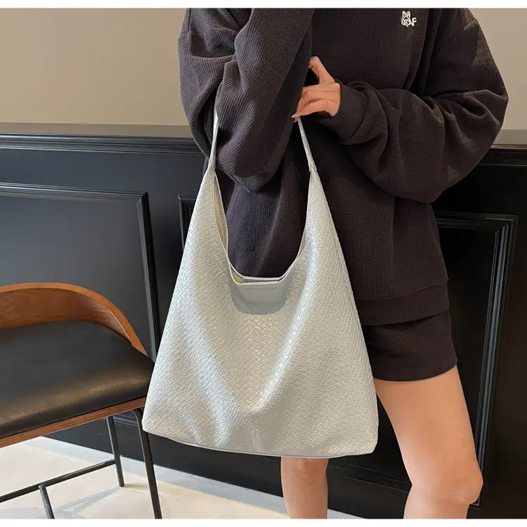 Women's Korean Style Woven Tote Bag Cream Large Capacity — feature 21