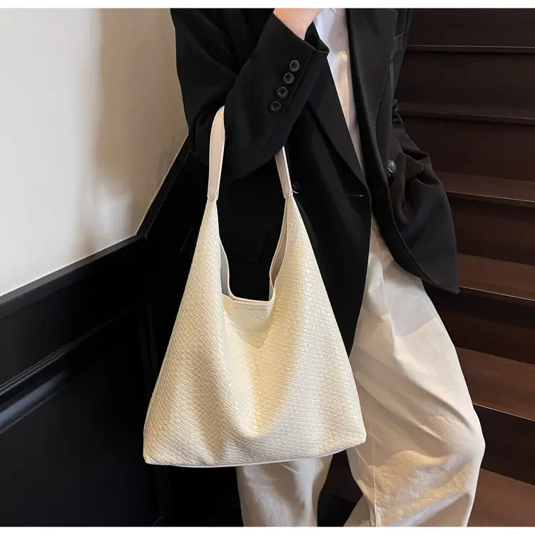Women's Korean Style Woven Tote Bag Cream Large Capacity — feature 27