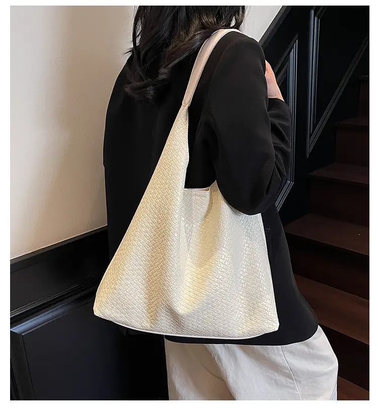Women's Korean Style Woven Tote Bag Cream Large Capacity — feature 4
