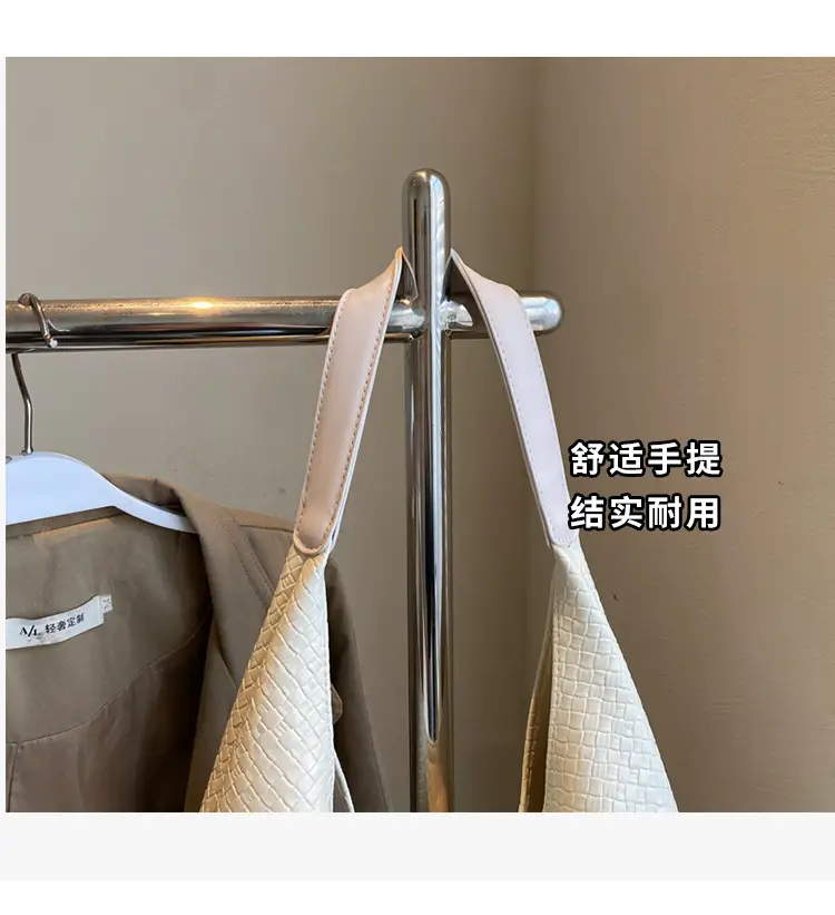 Women's Korean Style Woven Tote Bag Cream Large Capacity — feature 7