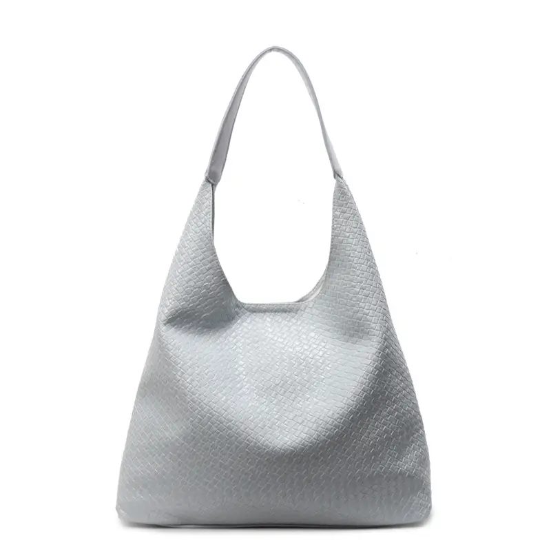 Women's Korean Style Woven Tote Bag Cream Large Capacity - Image 4