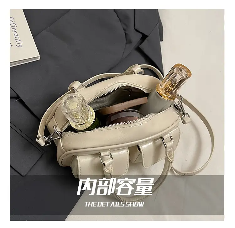 Red Retro Oil Wax Leather Shoulder Bag for Women — feature 11