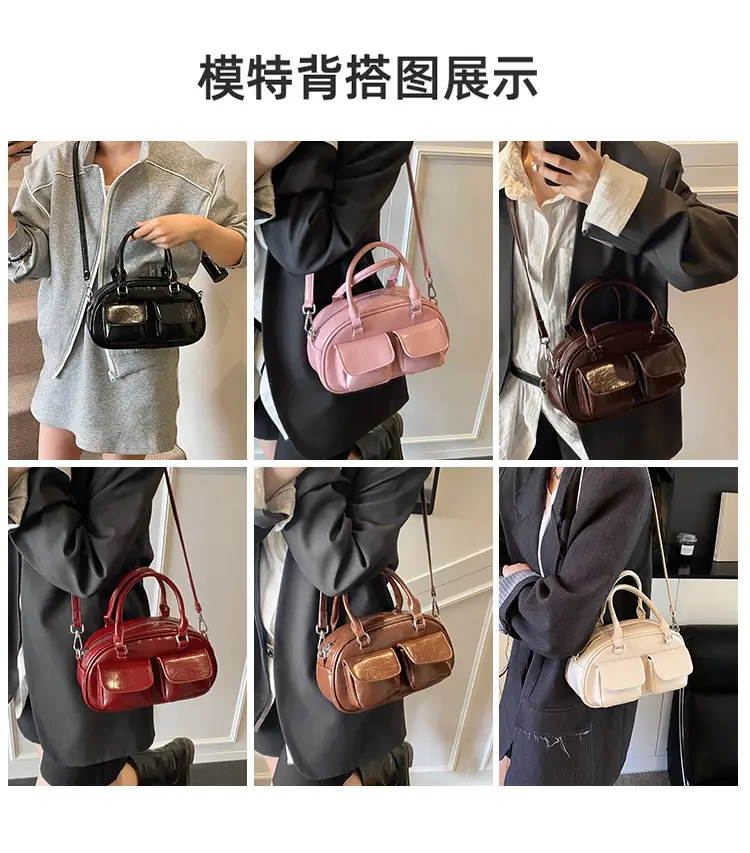 Red Retro Oil Wax Leather Shoulder Bag for Women — feature 3