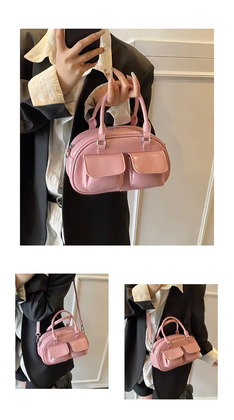 Red Retro Oil Wax Leather Shoulder Bag for Women — feature 4
