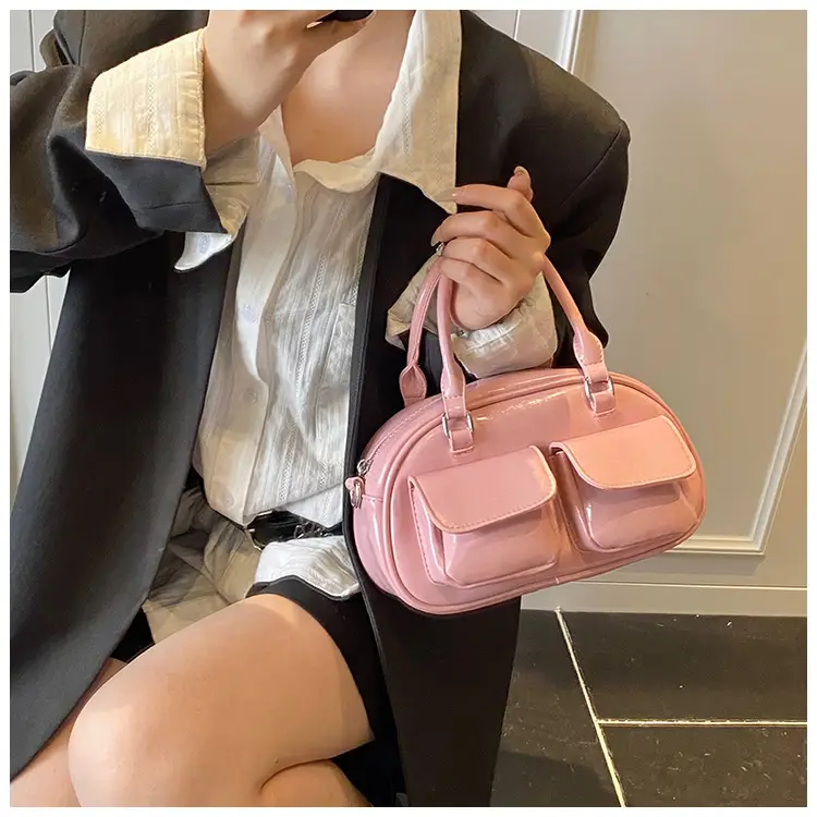 Red Retro Oil Wax Leather Shoulder Bag for Women